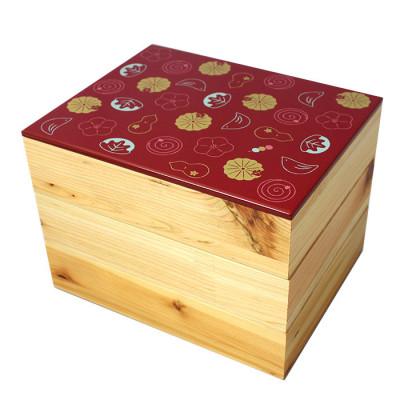 ふるさと納税 海南市 Njeco汎和菓子蒔絵三段重箱　赤
