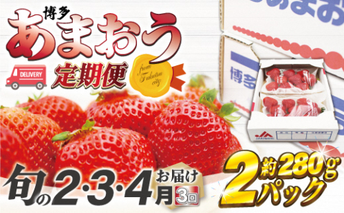 【2026年2～4月発送】博多あまおう2パック3回定期便　約560g×3回[G5352]