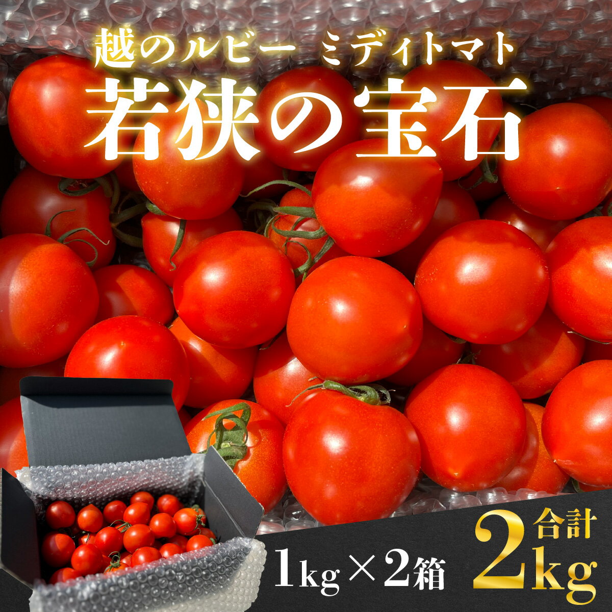 【ふるさと納税】【 先行予約 /2025年10月以降順次発送】 越のルビー 「若狭の宝石」 ミディトマト 1kg×2箱　計2kg / トマト 野菜 小浜市 / 北川農園 [BFDH001]