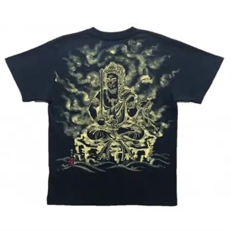 手描きTシャツ 仏画 不動明王 黒 (半袖 Mサイズ)【1614984】