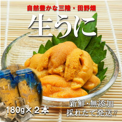 【ふるさと納税】【予約・7月中旬～発送】三陸生うに　180g×2本　国立公園・田野畑村から(瓶入りミョウバン不使用)【配送不可地域：離島・沖縄県・九州】【1657846】
