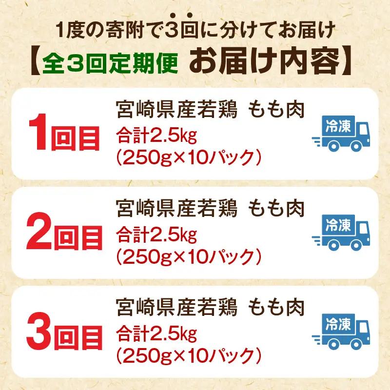 鶏肉 定期便 鶏肉[2.5kg 全3回 宮崎県産 もも肉]