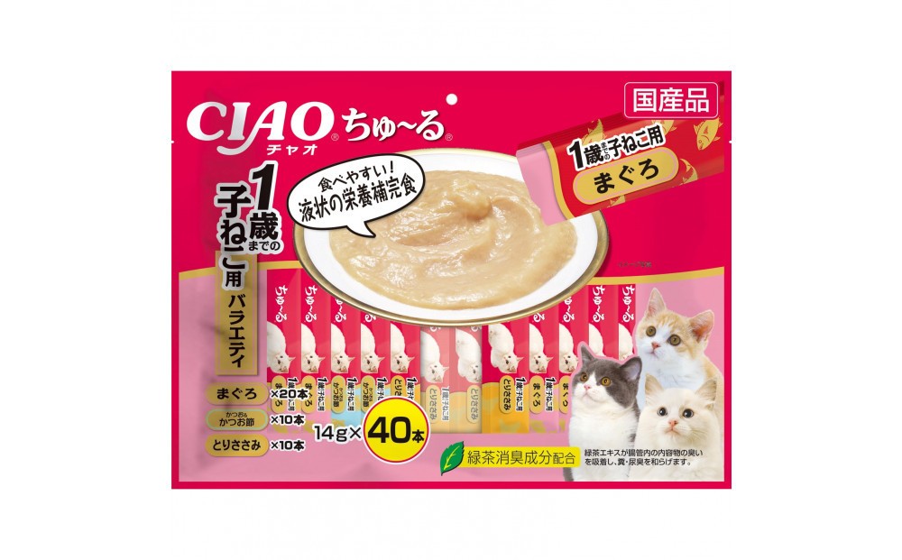 
                  いなば　CIAO猫ちゅ～る　１歳までの子猫用バラエティ320本（14ｇｘ40本ｘ8袋入）（ケース）
                