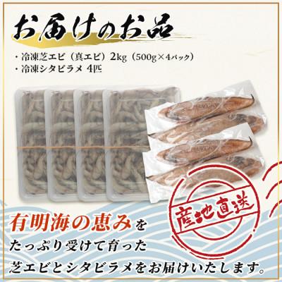 ふるさと納税 鹿島市 冷凍芝エビ(真エビ)2kg(500g×4パック)&有明海産 シタビラメ約150g×4尾【有明海の恵】 |  | 03