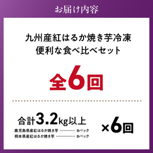 【個包装】九州産紅はるか焼き芋 便利な食べ比べセット合計3.2kg以上　6回定期便_個包装 九州産 紅はるか 焼き芋 便利 食べ比べ セット 合計 3.2kg 以上 回数 6回 鹿児島県 鹿屋産 フル