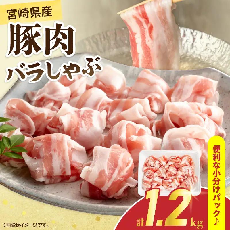宮崎県産 豚肉 バラしゃぶ 計1.2kg 国産 食品 豚バラ スライス しゃぶしゃぶ 冷しゃぶ 鍋 炒め物 豚丼 焼肉 BBQ 個包装 小分け パック おすすめ おかず お弁当 晩ご飯 手軽 便利 万能食材 ギフト 贈り物 冷凍 日南市 送料無料_BC125-25