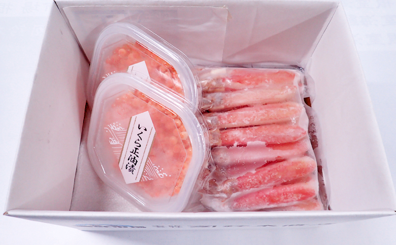 お刺身OK！生ずわいがに棒肉ポーション400g(9～16本)、いくら醤油漬け(鮭卵)70g×2P(計140g) B-14105