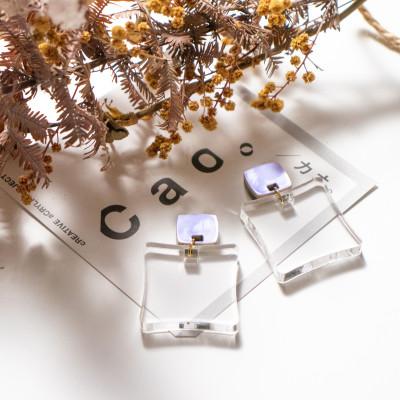 ふるさと納税 燕市 アクリルシカクモチーフイヤリング　Aurora×clear |  | 03