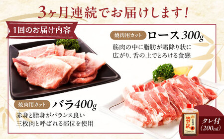 【全3回定期便】冷凍 「瀬戸のもち豚せと姫」焼肉セット計約700g  (バラ400g・ロース300g・自家製焼肉のタレ) [BAER050]焼肉