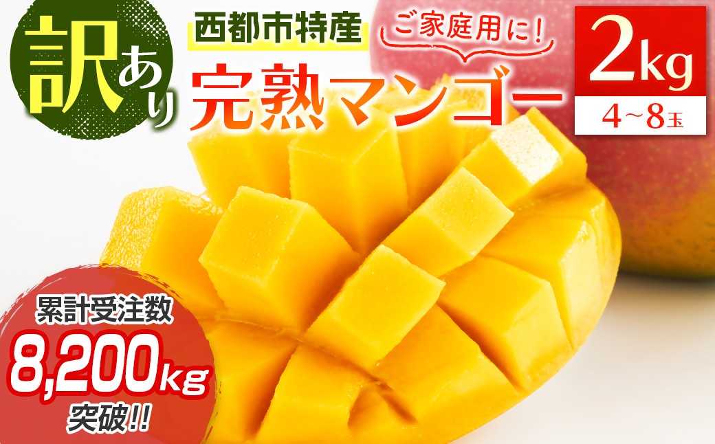 
                  訳あり「ご家庭用」宮崎県西都市産完熟マンゴー2kg 宮崎マンゴー 2026年発送 宮崎完熟マンゴー 果物 フルーツ 甘い＜2-95＞ 18-11a
                