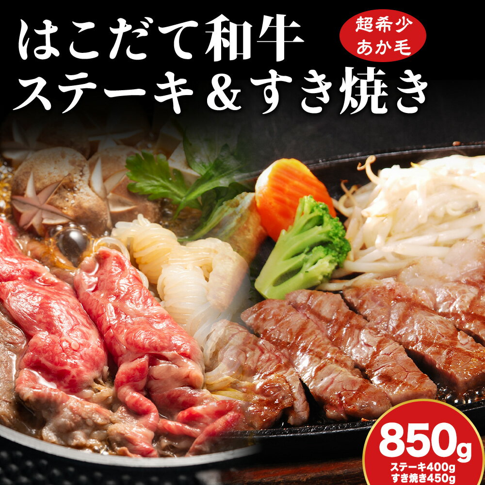 【ふるさと納税】北海道 はこだて和牛 ステーキ & すき焼き 計850g 和牛 あか牛 肉 お肉 牛肉 ビーフ 赤身 霜降り 肩ロース サーロイン 国産 焼肉 焼き肉 BBQ バーベキュー 鍋 冷凍 詰め合わせ お取り寄せ ご当地 グルメ ギフト 久上工藤商店 木古内町