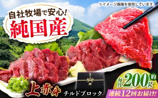 【全12回定期便】『純国産』熊本の味 上赤身 馬刺し 約200g ブロック チルド 冷蔵 【有限会社 九州食肉産業】 馬刺し 馬肉 桜肉 馬 うま ウマ ヘルシー 国産 新鮮 上赤身 赤身 上質 小分け セット 大容量 低カロリー 高タンパク 冷凍 生食 生肉 産地 部位 ギフト 贈答用 食品 合志 合志市 [AYCN041]