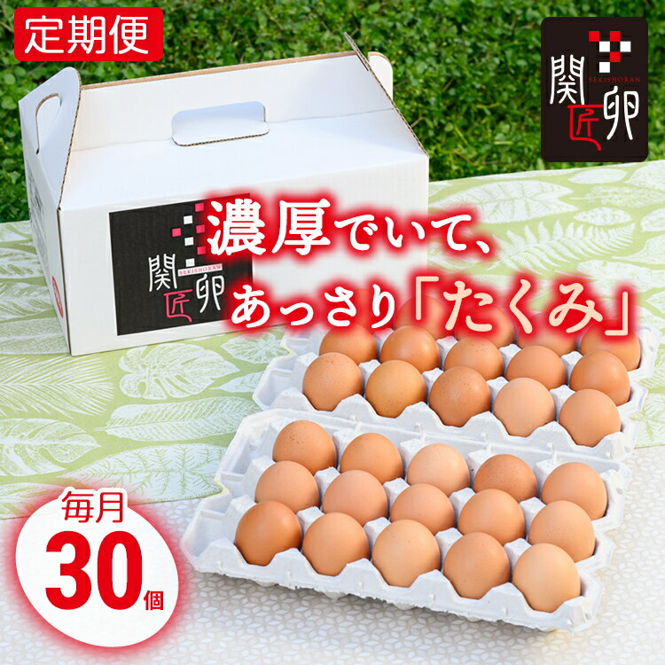 【ふるさと納税】【選べる定期便】関匠卵 たくみ 30個｜赤玉 玉子 たまご 生卵 鶏卵 産みたて 新鮮 濃厚 健康 TKG たまごかけごはん ご飯のお供 国産 ギフト 贈答 贈り物 お中元 お歳暮 プレゼント 茨城県 古河市 農家直送 ※北海道・沖縄・離島への配送不可 _CP08_CP09_CP10