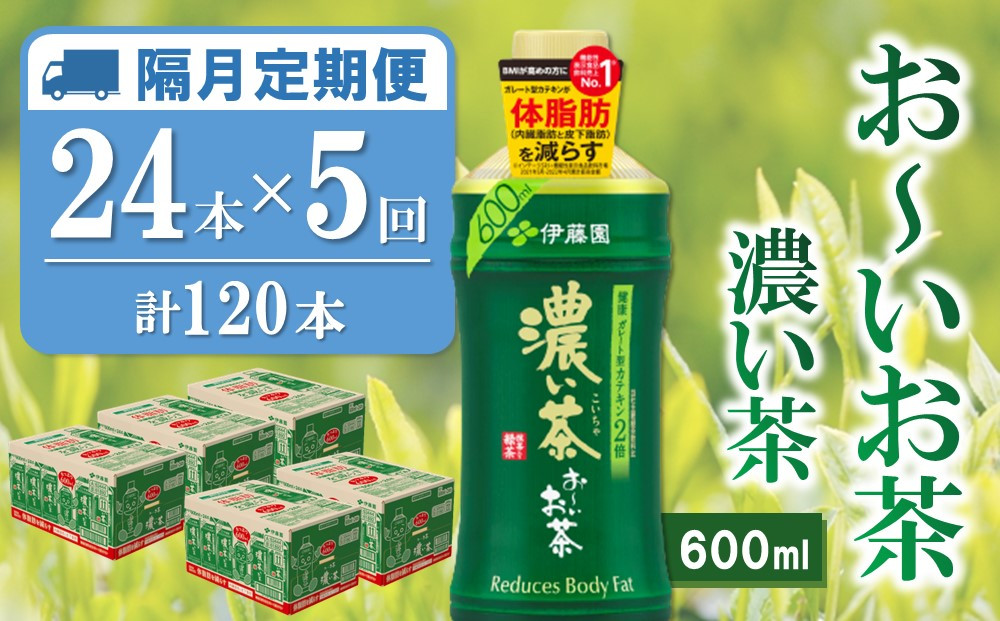 
            【隔月5回定期便】おーいお茶濃い茶 600ml×24本(合計5ケース)【伊藤園 お茶 緑茶 濃い 渋み まとめ買い 箱買い ケース買い カテキン 2倍 体脂肪】D4-C071378
          