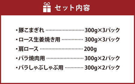 熊本県産 火の君ポーク® 詰合せ 計約3.4kg 豚肉 肉 ブランド豚 豚こま ロース 肩ロース バラ 生姜焼き 焼肉 冷凍