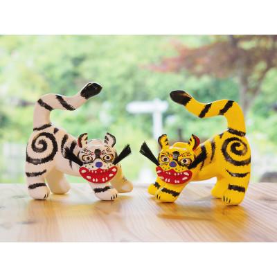 ふるさと納税 郡山市 【ふるさと納税】腰高とら(こしだかとら)Sサイズ 白色 伝統工芸品 張り子 干支 寅年 手づくり |  | 02