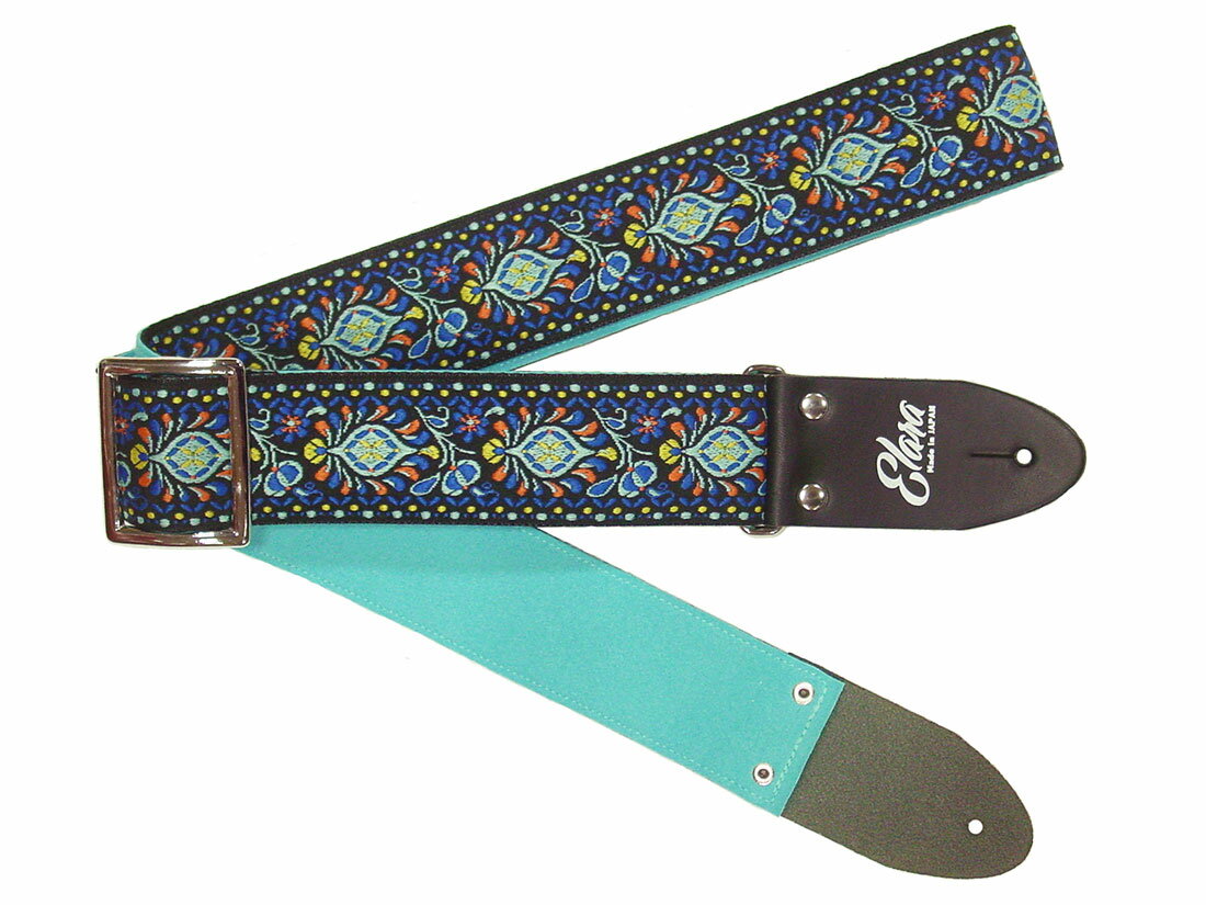 【ふるさと納税】【ギターストラップ】Elara Straps Peacock Queue Fresque Blue 郡上市 レザー 真鍮バックル ウルトラスエード プロ仕様 エレキ アコギ ベース Ksound 小林楽器店