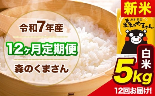 新米 令和7年産 森のくまさん 【12ヶ月定期便】 白米 《11月から出荷開始》 5kg (5kg×1袋) 計12回お届け 熊本県産 単一原料米 森くま 熊本県 玉東町
