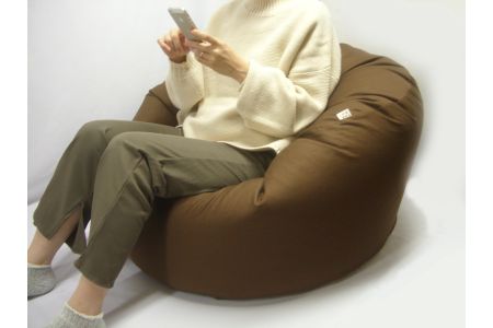 日本製 癒しのビーズ ソファークッション キング 直径90cm ブラウンカバー付き [1904]