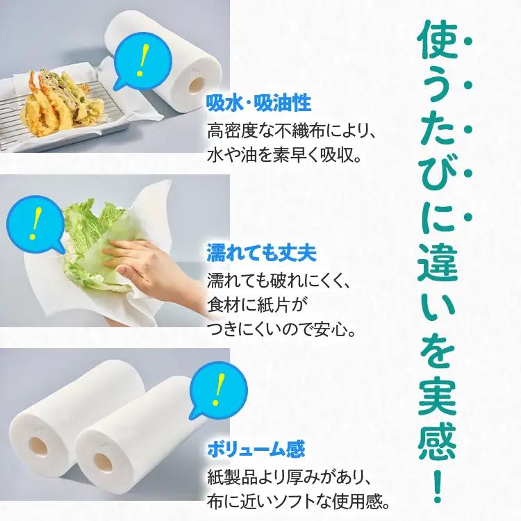 クッキングペーパープロ仕様 80枚巻 6パック 12ロール×3箱×1回(単品)｜ キッチンペーパー 