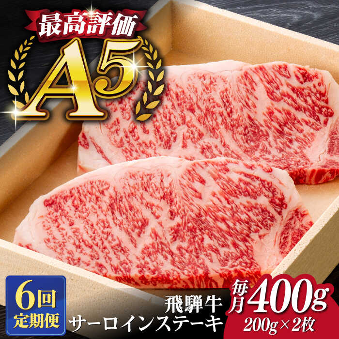 【ふるさと納税】【6回定期便】飛騨牛 サーロイン ステーキ 2枚 200g 5等級 A5 贅沢三昧定期便 国産 和牛 岐阜県 岐阜市/だるまミート[ANBE010]