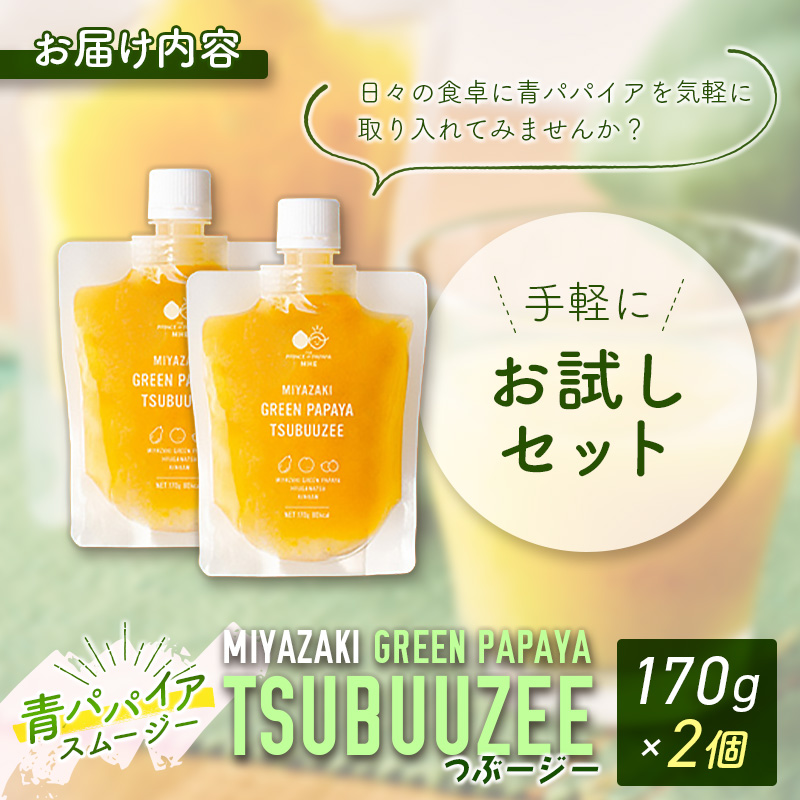 青パパイアスムージー 2個入 MIYAZAKI GREEN PAPAYA TSUBUUZEE ～青パパイアの粒々とフレッシュな柑橘の味わい～［お試し版］【A247】_イメージ5