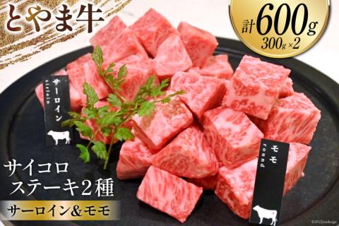 牛肉 とやま牛 サイコロステーキ 合計600g サーロイン & モモ 各300g 肉 国産 ビーフ 真空パック 冷凍 ステーキ 食べ比べ / カシワファーム / 富山県 朝日町 [34310288]