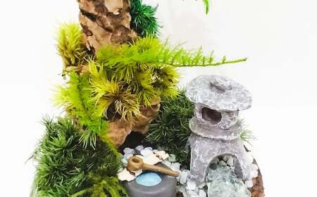 【さとリウム®】プリザーブド加工のテラリウム なごみ（燈篭） 1セット ｜テラリウム ガラスドーム 苔 こけ コケ 植物 鑑賞用 インテリア 水やり不要