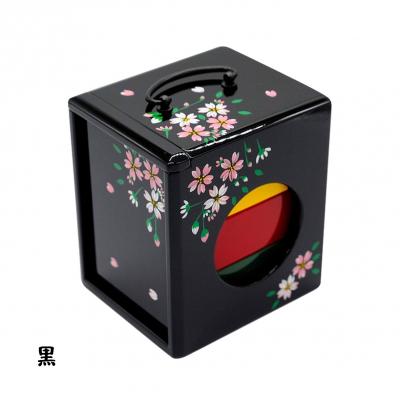 ふるさと納税 徳島市 【昔なつかし】3段重ねの木製お弁当箱「遊山箱」(桜柄・黒色)【DK008VC03】 |  | 01