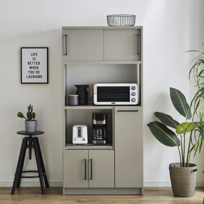 ふるさと納税 大川市 食器棚 レンジ台 キッチンボード 令和 幅83cm【カラー:アッシュグレイ】