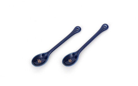 A11-54 源右衛門窯 瑠璃金彩梅絵 スプーン シンプルに可愛らしい ティタイム 食器 有田焼