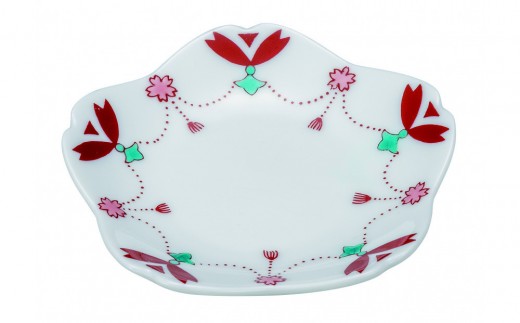 
                  九谷焼　3号皿・さくら 瓔珞 5枚セット a01 民芸品 工芸品 焼き物 食器
                