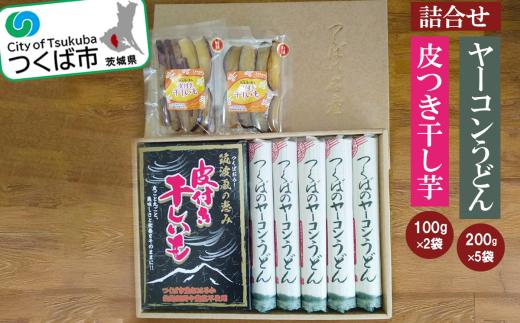 筑波颪(つくばおろし)の恵み皮付き干し芋＆つくばのヤーコンうどんの詰合せ【 うどん 乾麺 ヤーコン 干し芋 ほしいも さつまいも 干芋 紅はるか おやつ 茨城県 つくば市 】