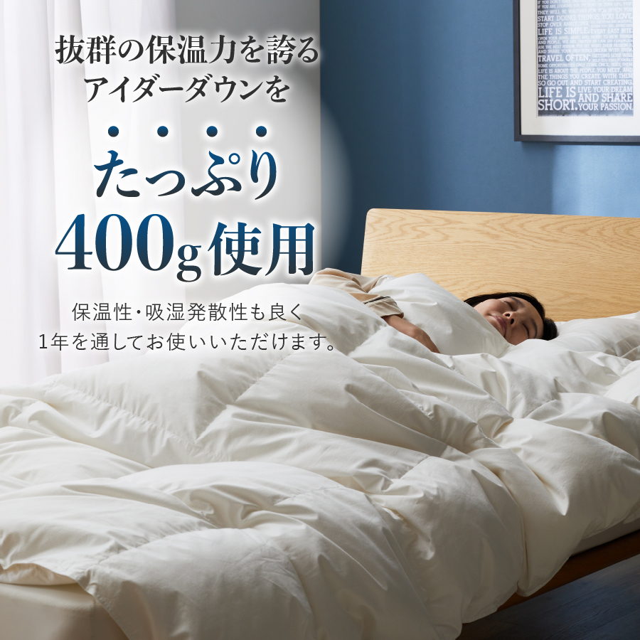 【甲州羽毛肌掛けふとん】銀の糸×アイダーダウン95％ (シングル / アイボリー) お任せカバー付き 羽毛布団