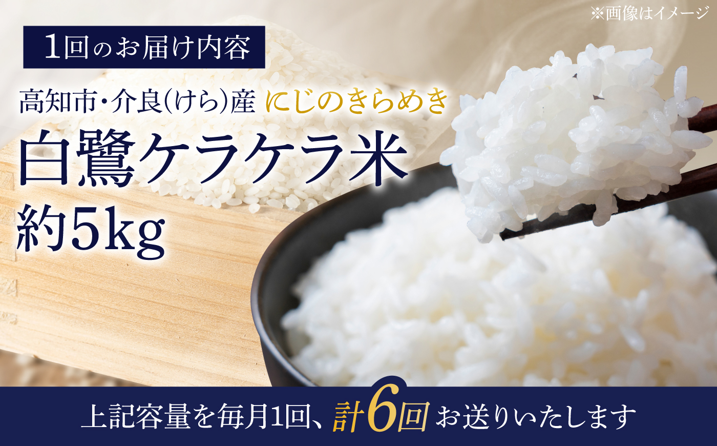 【6回定期便】 R8年度産 特別栽培米 農薬節減！ 白鷺ケラケラ米 にじのきらめき 各約5kg 合計約30kg / 高知 米 お米 精米 　【津ノ宮農園】[ATBV007]