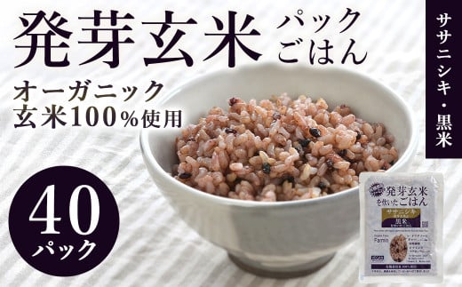 発芽玄米パックご飯 150g×40パック ササニシキ発芽玄米 黒米 発芽玄米 レンジ 有機栽培 パックライス ご飯 米 レンチン 【有機農園ファーミン株式会社】 tm121