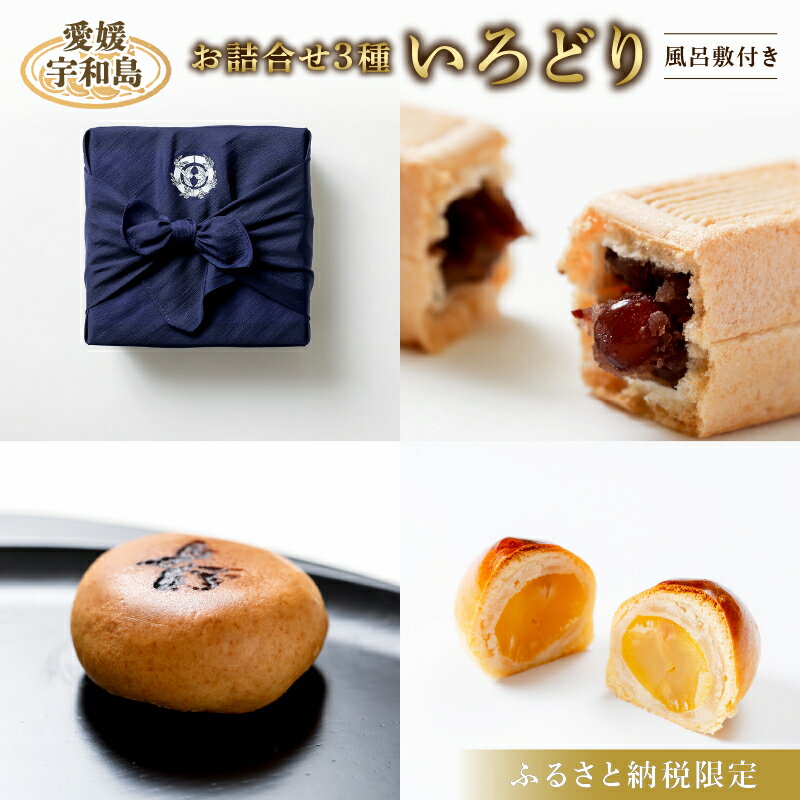 【ふるさと納税】 ふるさと納税限定 和菓子 3種 詰合せ セット 「いろどり」 風呂敷付き 御粽司 百波 最中 モナカ 粒栗 蜜六 あんこ 小豆 栗饅頭 栗まんじゅう 和菓子屋 銘菓 名物 手作り 贈答用 国産 愛媛 宇和島 J030-163004