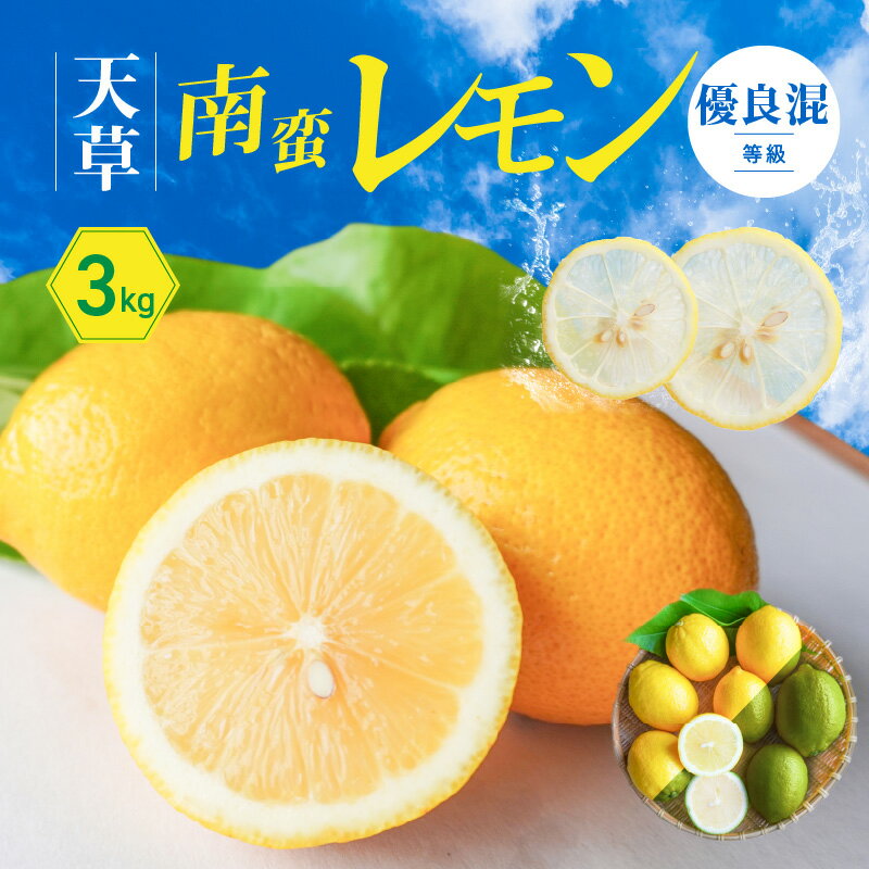 【ふるさと納税】レモン 天草南蛮レモン 等級 優良混 3kg フルーツ 露地栽培 お陽さま 光 たっぷり 浴びた 果皮ごと食べられる グリーンレモン 完熟レモン イエローレモン 天草市 下浦町 国産 お取り寄せ 送料無料