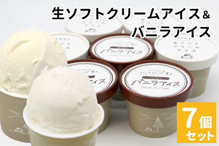 〈スピード発送〉濃厚だけどふわっと軽い★食べ比べ！生ソフトクリームアイス＆バニラアイスクリーム 7個セット
