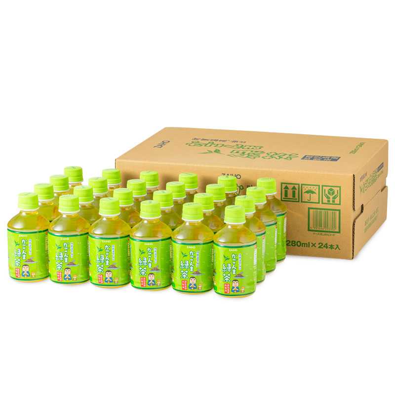 B2-22116／【3回定期】かごんま緑茶 280ml×24本 ペットボトル 鹿児島 知覧茶葉 使用 天然アルカリ温泉水 財寶温泉 抽出