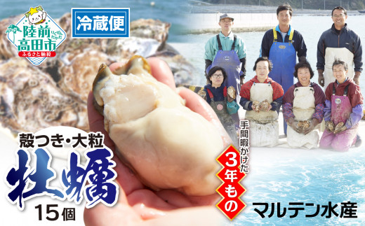 【12月後半発送】殻付き牡蠣15個（生食用）「3年育成した大粒」【 予約受付 期間限定 】【 天然 牡蠣 かき 殻付き 生食 大粒 人気 国産 真牡蠣 三陸産 広田湾産 マルテン水産 】 予約受付中