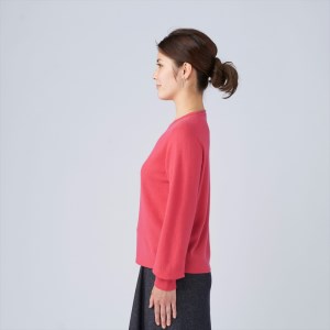 日本製 カシミヤ100% レディース クルーネック ローズピンク Sサイズ [2673]