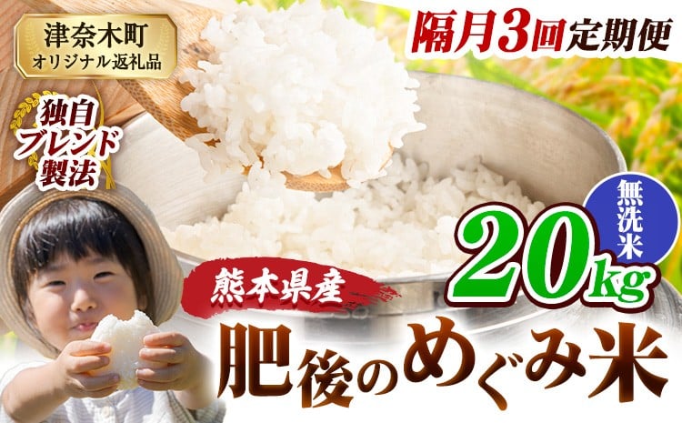 
            【3回隔月定期便】無洗米 熊本県産 ブレンド米 肥後のめぐみ米 20kg 熊本県産 ふるさと納税 米 こめ ふるさとのうぜい コメ お米 おこめ《お申込み翌月から出荷》
          