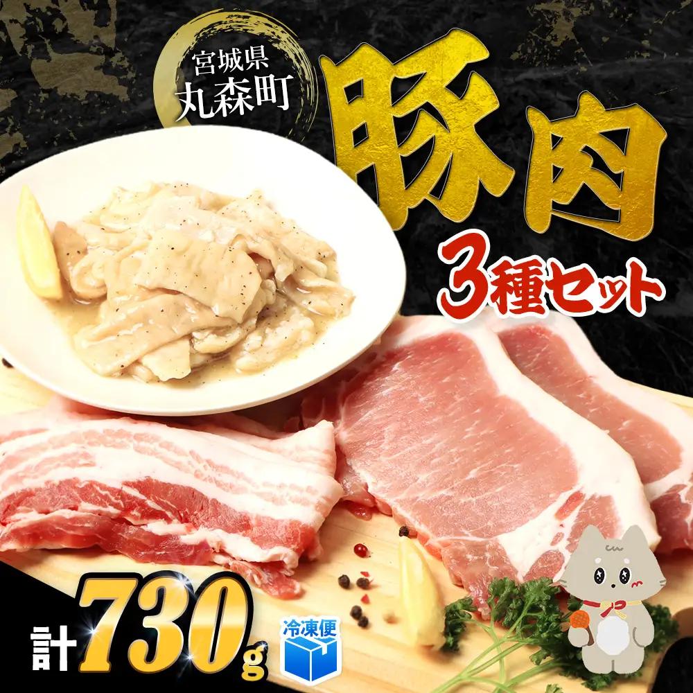 【古今東北】 丸森町大槻ファーム 豚肉3種セット(計730g）【30103】