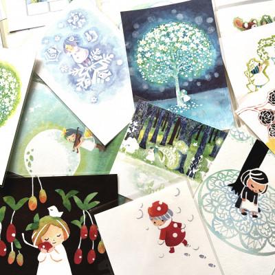 ふるさと納税 長和町 ちくちく鳥「絵はがきコンプリートセット」(全42枚)