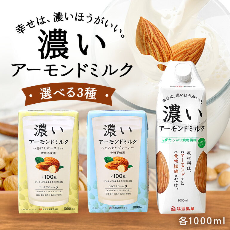 【ふるさと納税】濃いアーモンドミルク1000ml 選べる3種（たっぷり食物繊維・香ばしロースト・まろやかプレーン）飲料 飲み物 珈琲 焙煎 ヴィーガン 健康飲料 ダイエット 植物由来 アーモンド 47-SKU-AG