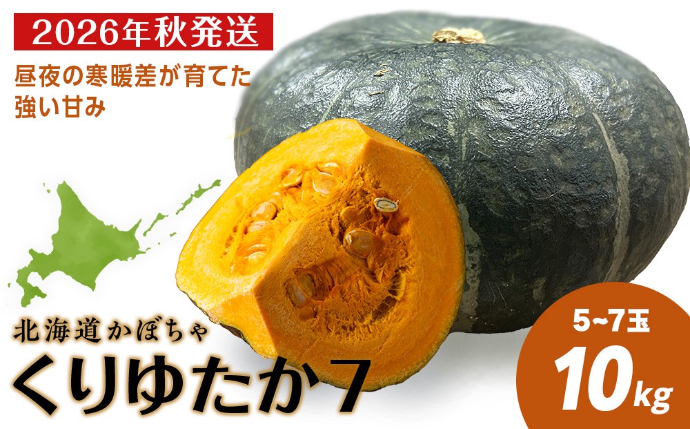 
                  【2026年秋頃発送予約】「くりゆたか7」 かぼちゃ10㎏(5玉～7玉）有機質100％肥料 煮物 天ぷら
                