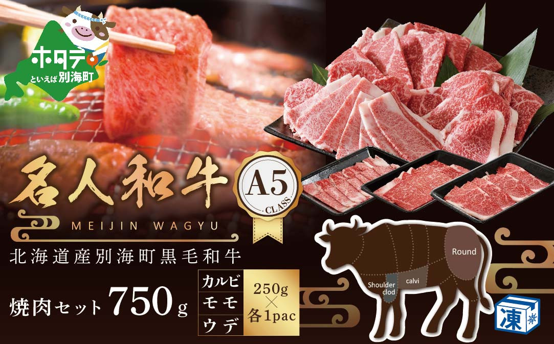 
黒毛和牛 750g 焼肉用（カルビ・ウデ・モモセット 250g×各1P）名人和牛【TB0000008】（肉 にく 牛肉 焼肉 北海道 別海町 ふるさとチョイス ふるさと納税 仕組み キャンペーン 限度額 計算 ランキング やり方 シミュレーション チョイス チョイスマイル )
