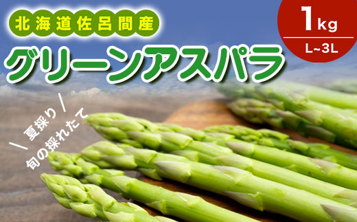 【夏採り】 グリーンアスパラ 1kg（L〜3L）旬の採れたて 北海道 佐呂間産（2024年7月出荷開始先行予約） SRMM016