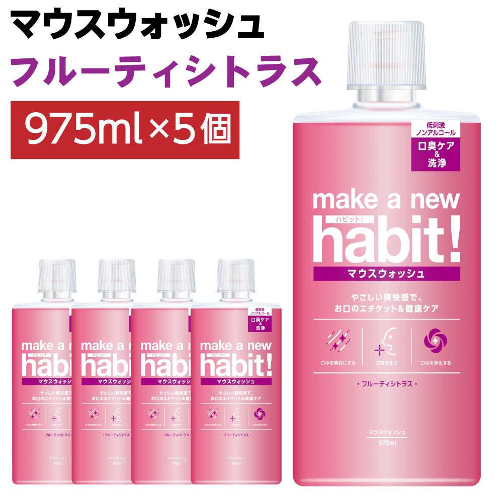 【ふるさと納税】合計4,875ml マウスウォッシュ メイクアニューハビット ノンアルコール 975ml×5個セット 洗口液 歯周病予防 口臭予防 歯垢 沈着 薬用成分 原因菌 殺菌 茨城県 神栖市 送料無料